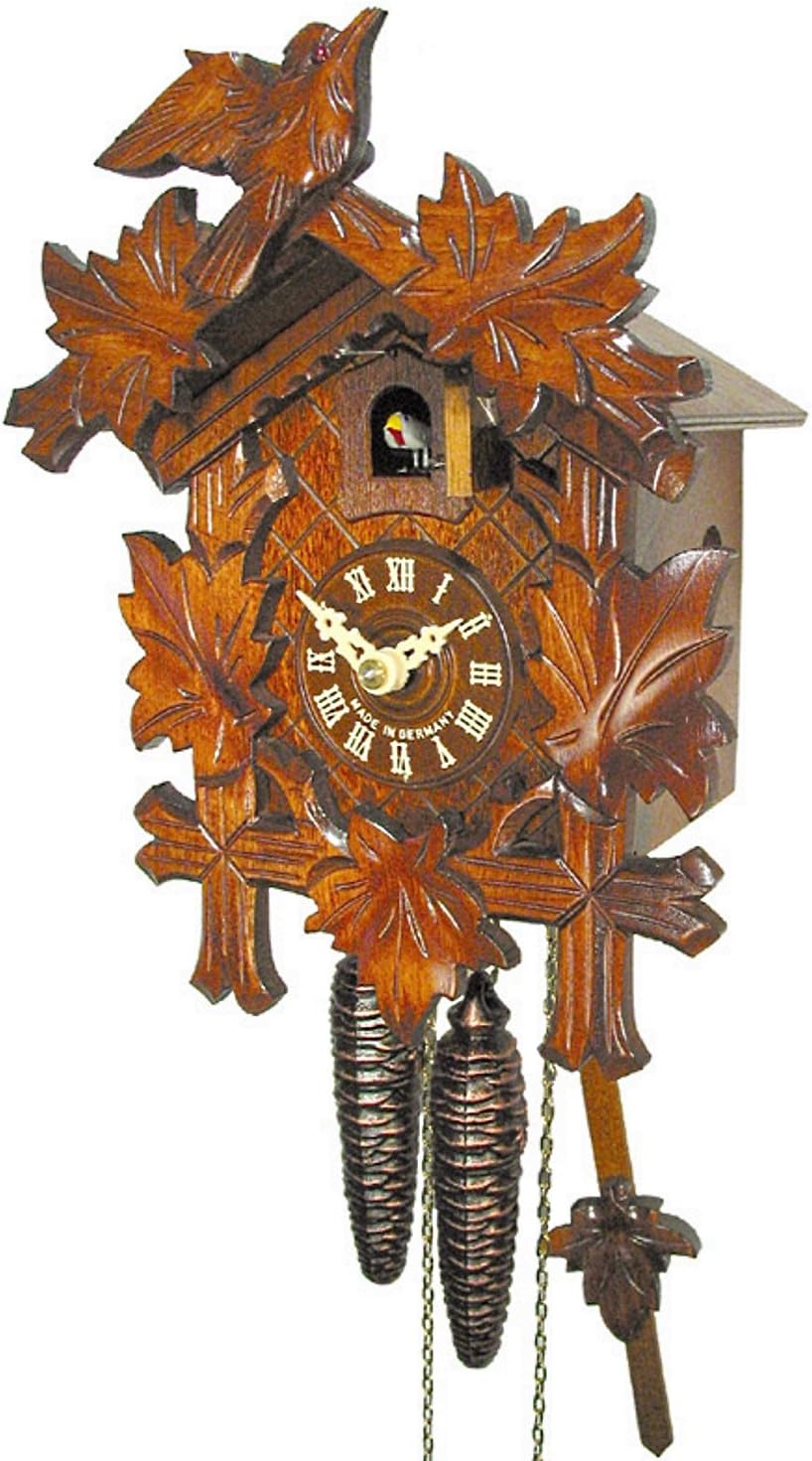 Original German cuckoo-clock (certified), mechanical 1-day movement with 1 bird and 5 leav