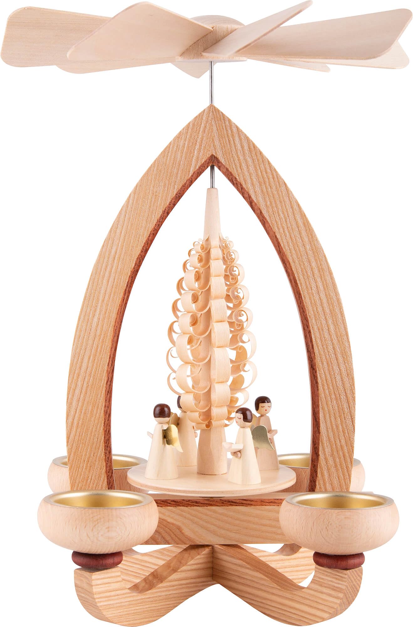 Erzgebirge-Palast 1-Tier Pyramid - Angels - Natural - 28 cm / 11 inch Angels V3